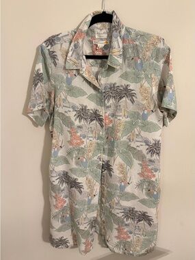 C&C California Women’s Dress 100% linnen- Pale Green Floral